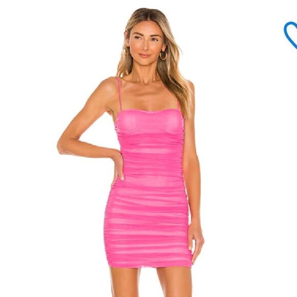 superdown emmie mesh mini dress pink ruched bodycon Revolve NWT Sz s - Picture 1 of 10